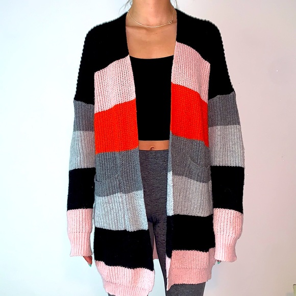 Multi Color Cardigan W Pockets - Picture 1 of 4